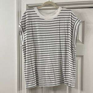 a new day Black and White Striped Short Sleeve Tee